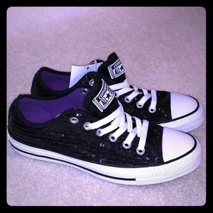 Fun and Flirty Sequined Black Converse